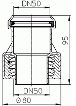 Чертеж с размерами переходника HL9/50
