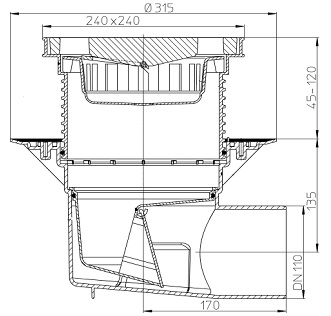 Чертеж трапа HL615 с размерами 